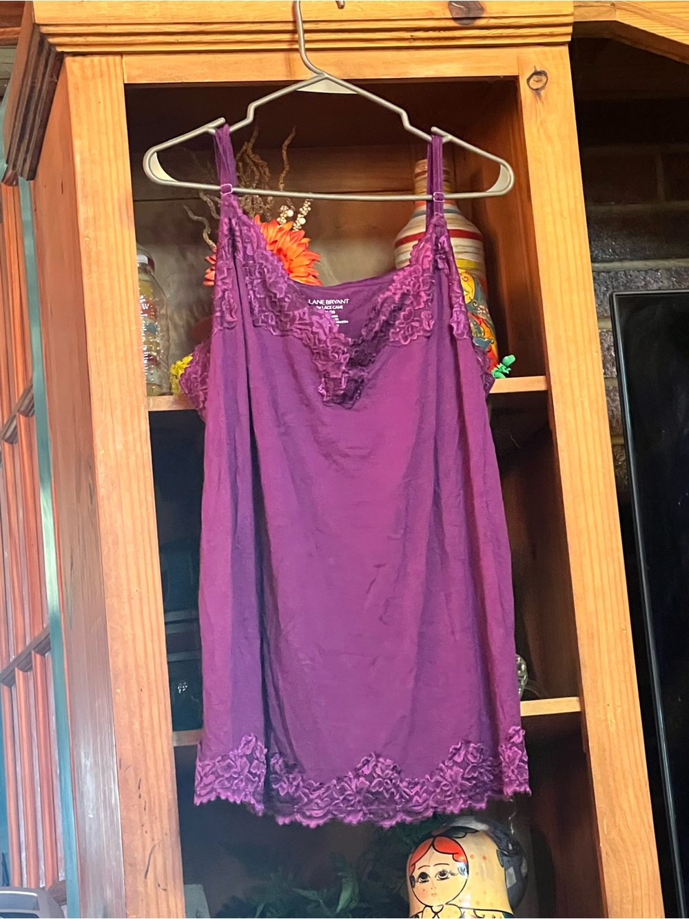 Lane Bryant Deep Plum Lace-Trim Chemise